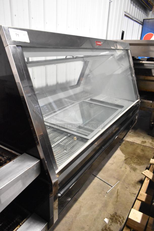McCray Metal Commercial Deli Display Case, floor style, glass front, metal frame, grid shelving, used condition.