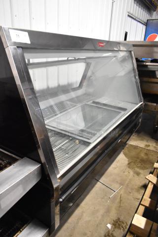 McCray Metal Commercial Deli Display Case, floor style, glass front, metal frame, grid shelving, used condition.