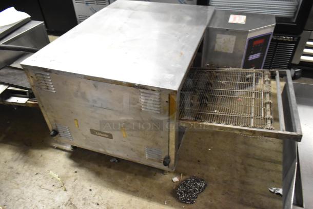 Lincoln Impinger 1961-Q stainless steel conveyor pizza oven, electric, 208 volts, 3 phase, commercial use, visible wear.