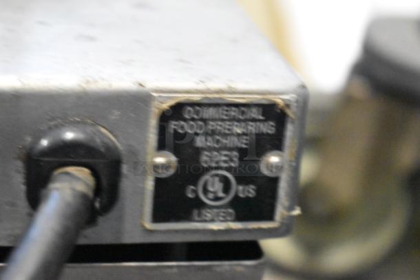 Mannhart W2000 metal countertop food processor base, 115 volts, 1 phase, featuring UL listing label and power cord connection.