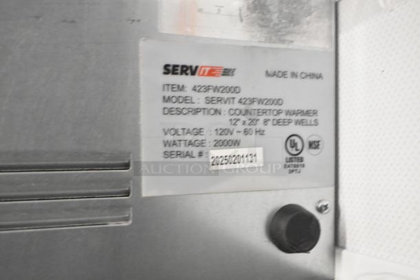 BRAND NEW ServIt 423FW200D dual well electric food warmer, stainless steel, digital controls, 12"x20", 120V. Serial #20250201131.