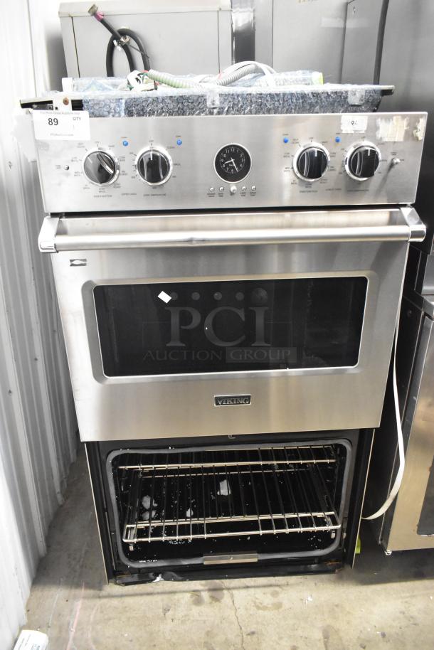 Viking VDOE530SS01 stainless steel double convection oven, missing door, electric, 208/240V, controls intact.