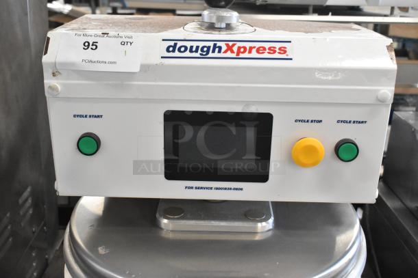 Dough Xpress DXE-W countertop dough press, metal, 120V, 1 phase, with control panel, cycle start/stop buttons, slight wear.