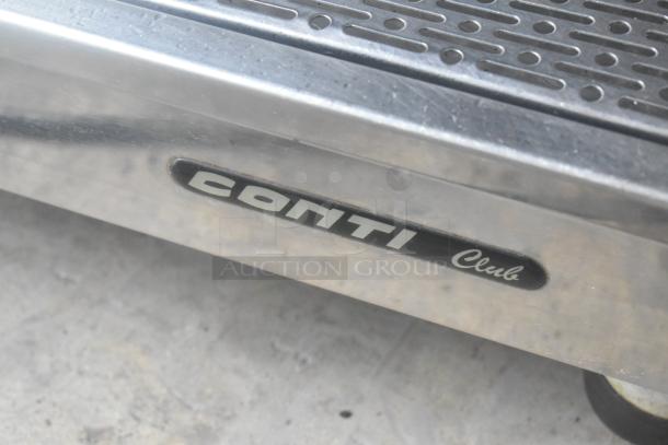Conti Club stainless steel commercial countertop espresso machine with logo. Ideal for professional use.