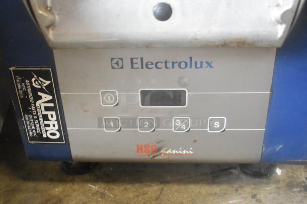 Electrolux HSSPAN Panini Press, stainless steel, 208V, 1 phase, commercial use, Electrolux branding visible.