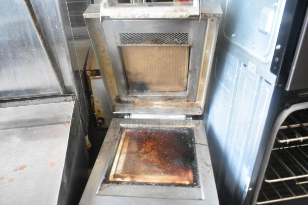 Electrolux HSSPAN stainless steel commercial countertop panini press, 208 volts, 1 phase, evident wear, open position.