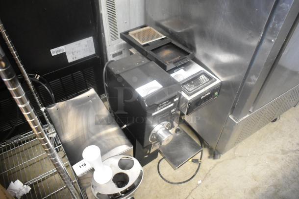 Bunn G3 HD Metal Commercial Coffee Grinder, 120V, 1 Phase, black, visible wear, countertop model for efficient bean grinding.
