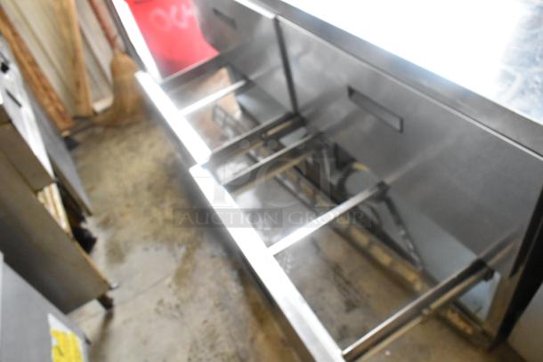 Delfield UCD4464N-12-DD5 stainless steel prep table with 4 drawers, missing 1 lid, 115V, used condition.