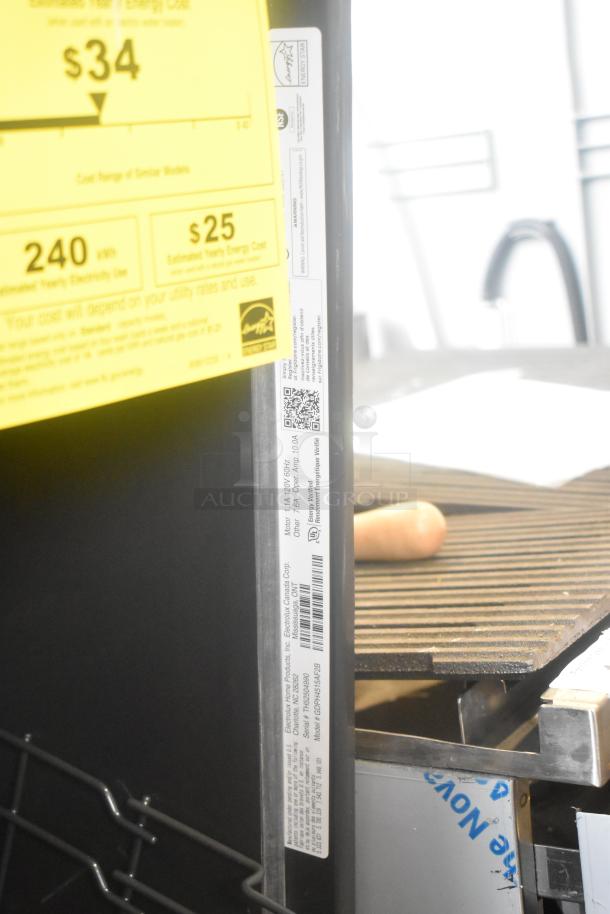 Frigidaire GDPH4515AF2B undercounter dishwasher, 115V, 1 phase, energy label shows $34 cost, model tag visible.