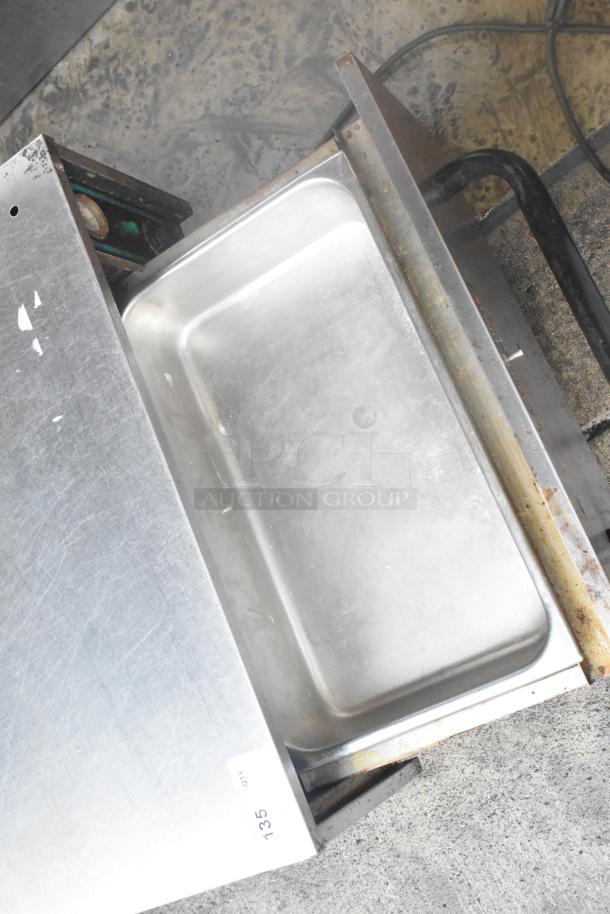 Toastmaster HFS09 stainless steel single drawer warming drawer, 120V, 1 phase, commercial-grade. Visible surface wear.