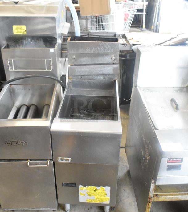Pitco Frialator SG14 stainless steel commercial deep fat fryer, natural gas, 110,000 BTU, well-used condition, visible labels.
