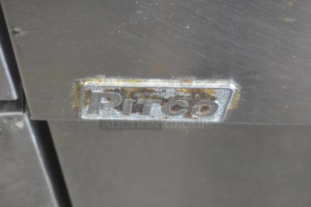 Pitco Frialator SG14 deep fat fryer, stainless steel, natural gas, 110,000 BTU, logo visible, commercial use.
