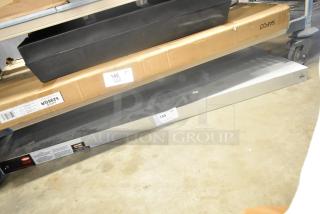 Hatco Metal Commercial Heat Strip, silver finish, long rectangular shape, visible manufacturer labels, auction tag 144.