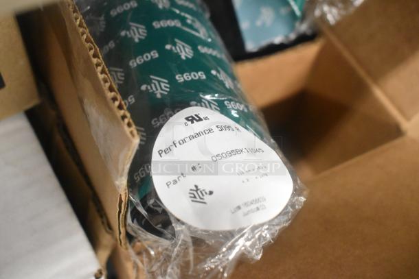 Box of Zebra Performance 5095 Resin Labels, Part #05095BK11045, new condition. Includes 13 items with sanitary napkin disposal liners.