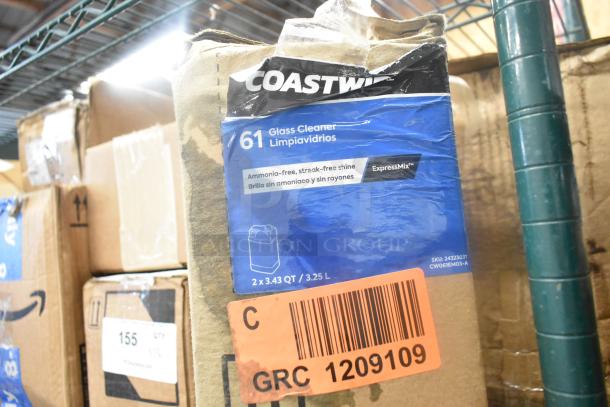 Coastwide Glass Cleaner package, 2 x 3.43 QT. Features ammonia-free, streak-free shine. SKU: 24323031, CW061EM03-A.