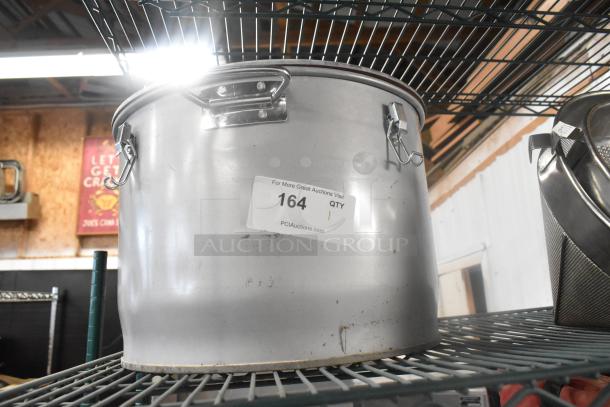Miroil Metal Filter Pot in good condition, silver color, with metal handles and a printed auction label marked "164."