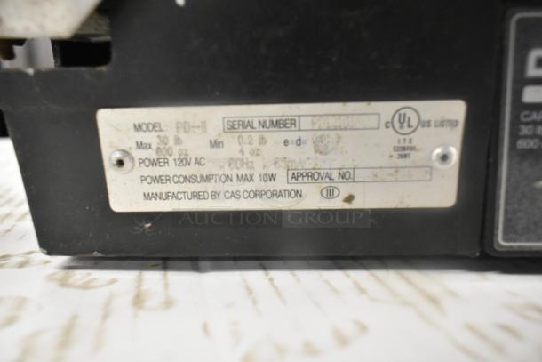 CAS PD-II Metal Countertop Scale, 30 lb capacity, model details on label. Used condition, signs of wear.