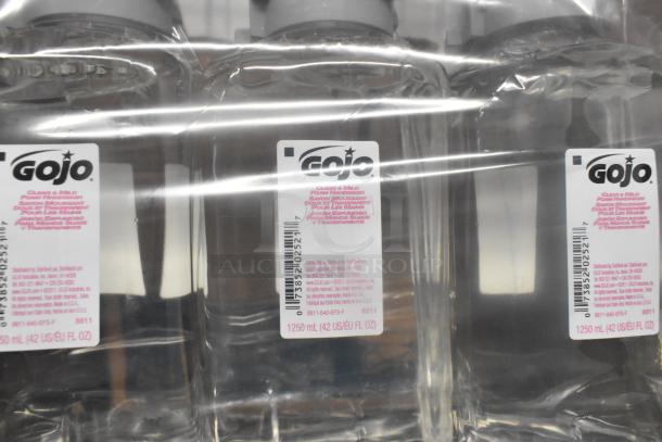 Pack of GoJo Clear & Mild Foam Handwash bottles, 1250 mL each. Labels detail product info and barcodes.