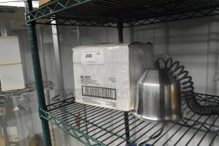 Box of 3M Scotch Contractor Grade Masking Tape on shelf, labeled "208." Box shows 3M branding and barcode.