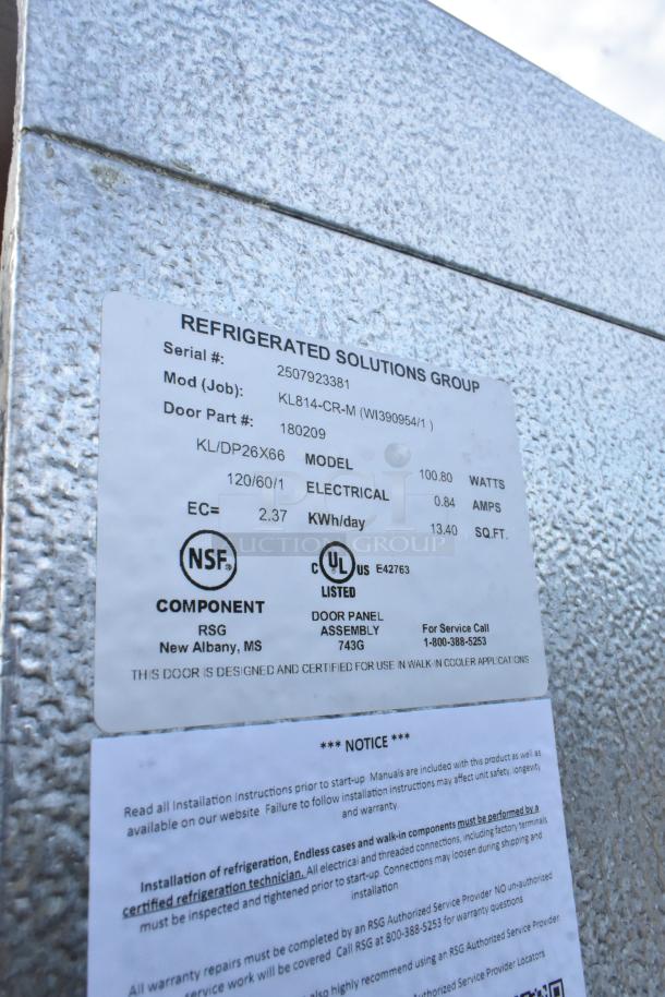 Norlake self-contained walk-in cooler with Norlake CPB075PC-5-0 condenser/compressor. Label indicates model KL814-CR-M.