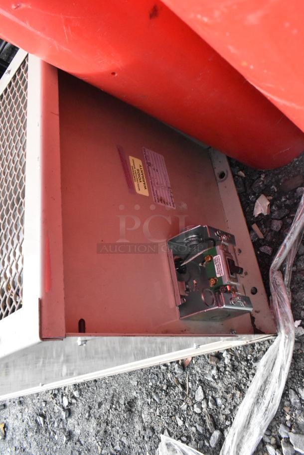 Berner FSA-2-72 metal air curtain, 120 volts, 1 phase. Visible labels indicate model and specifications.