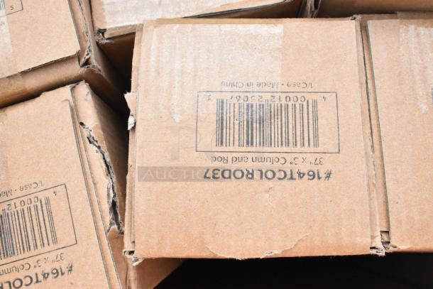 Box of 6 new 164TCOLROD37 Lancaster Table & Seating 37.5" bar height table base column and rod with visible product label.