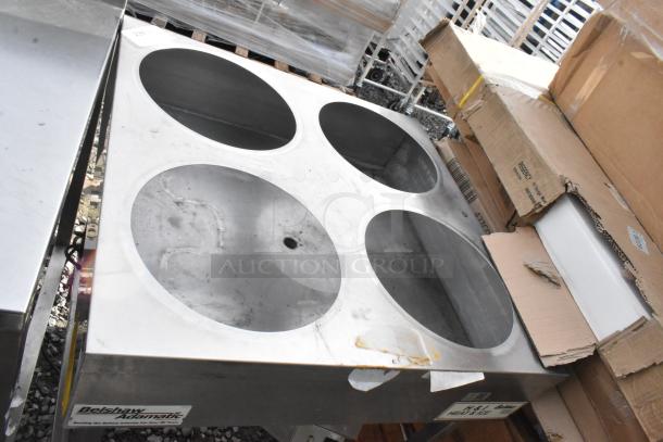 Belshaw Adamatic H&I-4 Heat and Ice Icing Station, 208V, 1 phase, with four circular basins, visible wear, branded label.