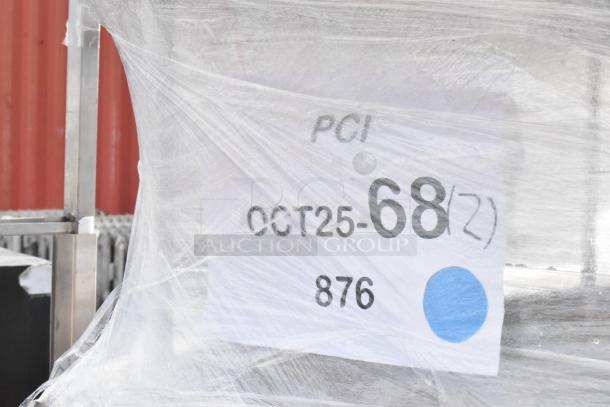 Regency 109APR1820L Bun Rack, scratch and dent, unassembled, 20 pan capacity, non-marking casters, wrapped with sale tag.