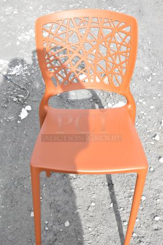 24 BRAND NEW SCRATCH AND DENT! Lancaster Table & Seating 427FLOSIDETC Flora Terracotta Webbed Back Resin Side Chair. 24 Times Your Bid! - Item #1215285