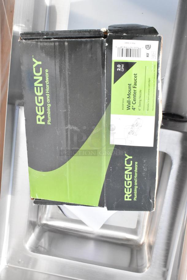 Regency 600BSDS2312 12" x 23" stainless steel blender station, brand new with minor dents, includes wall-mount faucet box.
