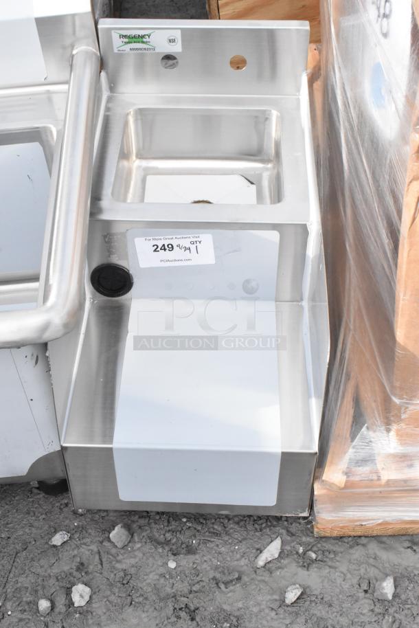 Brand new Regency 600BSDS2312 12"x23" stainless steel blender station. Scratch and dent condition. NSF certified label.