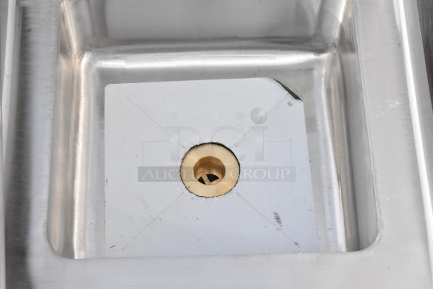 BRAND NEW with minor dents, Regency 600BSDS2312 12"x23" stainless steel blender station, visible drain hole.