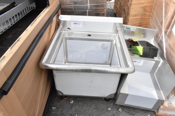 Brand new Steelton 522US1816 18"x16" utility sink with scratch and dent, single-inlet faucet compatible, durable stainless steel.
