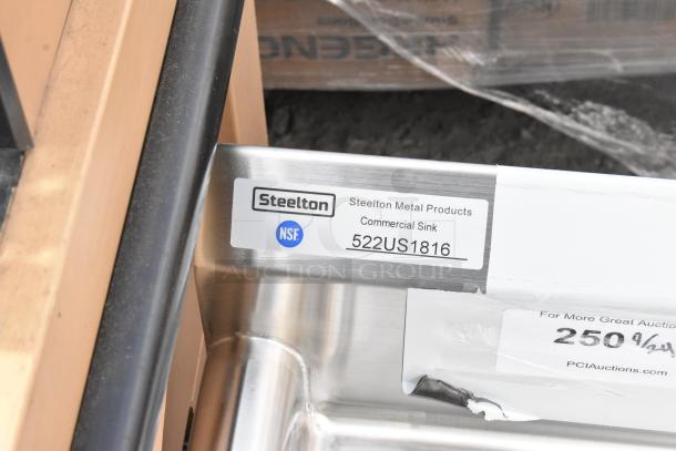 BRAND NEW Steelton 522US1816 utility sink, 18"x16". Single-inlet, stainless steel, NSF certified, with minor scratches.