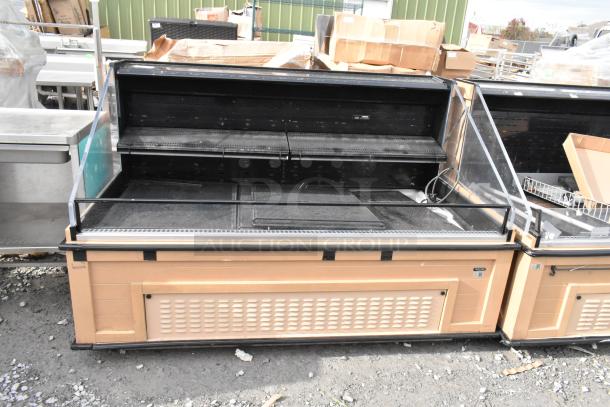 Killion Metal Commercial Open Grab N Go Merchandiser, 208/230 Volts, 1 Phase, in used condition, beige and black, with shelving.