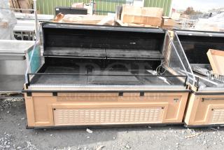 Killion Metal Commercial Open Grab N Go Merchandiser, 208/230 Volts, 1 Phase, in used condition, beige and black, with shelving.