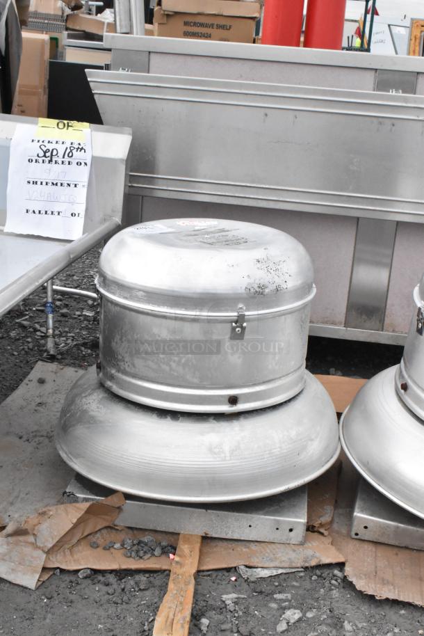 Loren Cook 100ACE-100C3B metal commercial rooftop mushroom exhaust fan, 115 volts, 1 phase, visible wear.