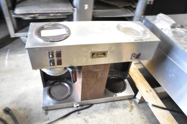Bunn VPR Commercial Coffee Machine, stainless steel, 3 burners, metal brew basket, 115V, used condition.
