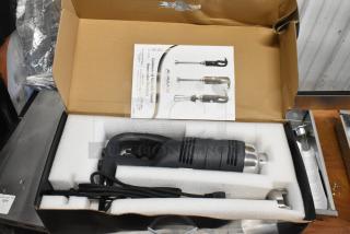 Brand new AvaMix 928IBHD21 21" heavy-duty immersion blender, 1 1/4 hp, variable speed, 120V, shown in open box with manual.