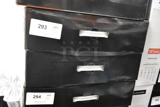 Boxes of AvaMix 928IBHDW10 immersion blenders with 10" whisk, labeled as brand new scratch and dent items, quantity 2 per box.
