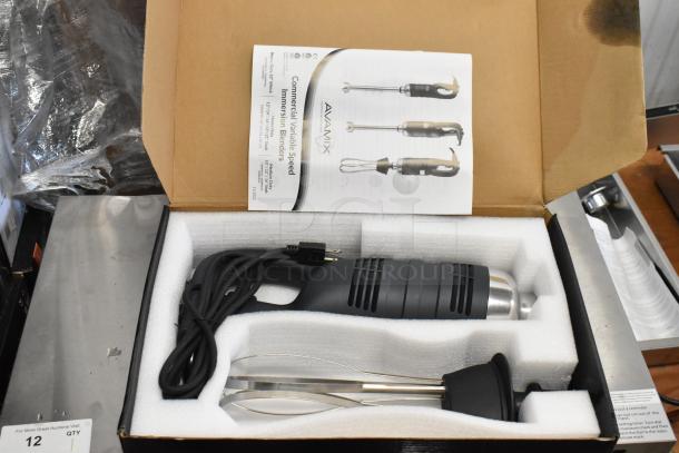 Brand new AvaMix 928IBHDW10 heavy-duty immersion blender, 10" whisk, variable speed, 1 1/4 hp, 120V, in box.