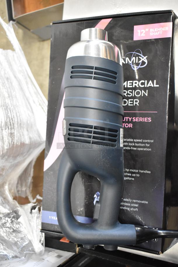AvaMix 928IBHD12 12" heavy-duty immersion blender, 1 1/4 hp, variable speed, new condition, in original packaging.
