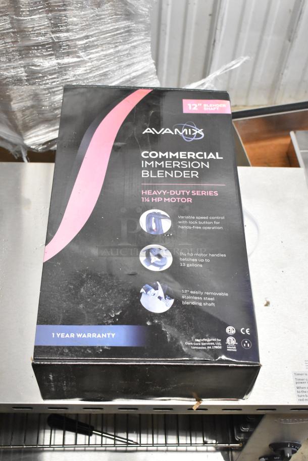 BRAND NEW AvaMix 12" Heavy-Duty Immersion Blender, 1 1/4 hp, scratch and dent, variable speed, 120V, 1-phase, in box.