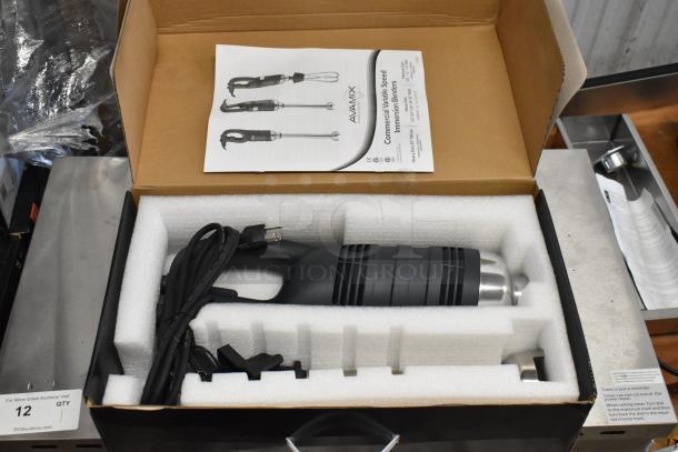 Brand new AvaMix 928IBHD12 12" heavy-duty immersion blender, 1 1/4 hp, with manual and original packaging. 120V, 1 Phase.