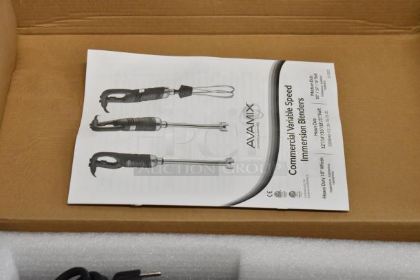 AvaMix 928IBHD12 12" Heavy-Duty Variable Speed Immersion Blender, brand new in package, includes manual.