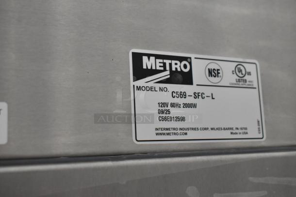 Metro C569-SFC-L heated holding cabinet, full height, commercial casters, 120V, 2000W, NSF, UL listed, scratch and dent.