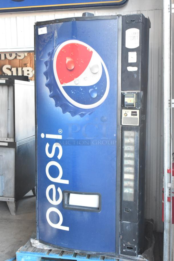 Dixie-Narco DN600E-MC/SII-9 Pepsi vending machine, credit card acceptor, 115V, good condition, floor model.