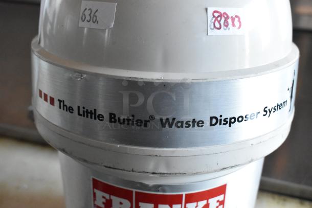 Franke Little Butler Waste Disposer System, 115 volts, 1 phase, metal finish, with item numbers 636 and 8813 visible.