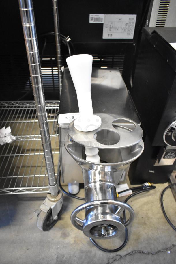 Pro-cut KG-22W-XP-SS countertop meat grinder, stainless steel, 220 volts, 1 phase, excellent condition, commercial-grade.