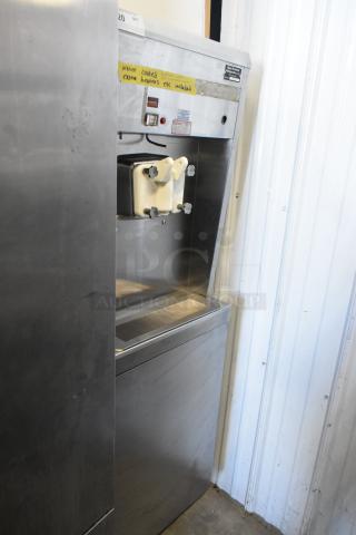 Taylor 752-27 stainless steel water-cooled single flavor soft serve machine, 208/240V, 1 phase, with visible markings.
